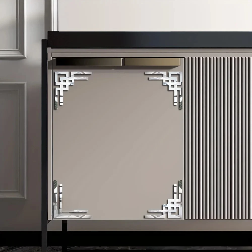 Autocollant miroir en acrylique, autocollants creux d'angle, autocollants muraux auto-adhésifs, PerfecPeel et Stick pour la maison, 4 pièces