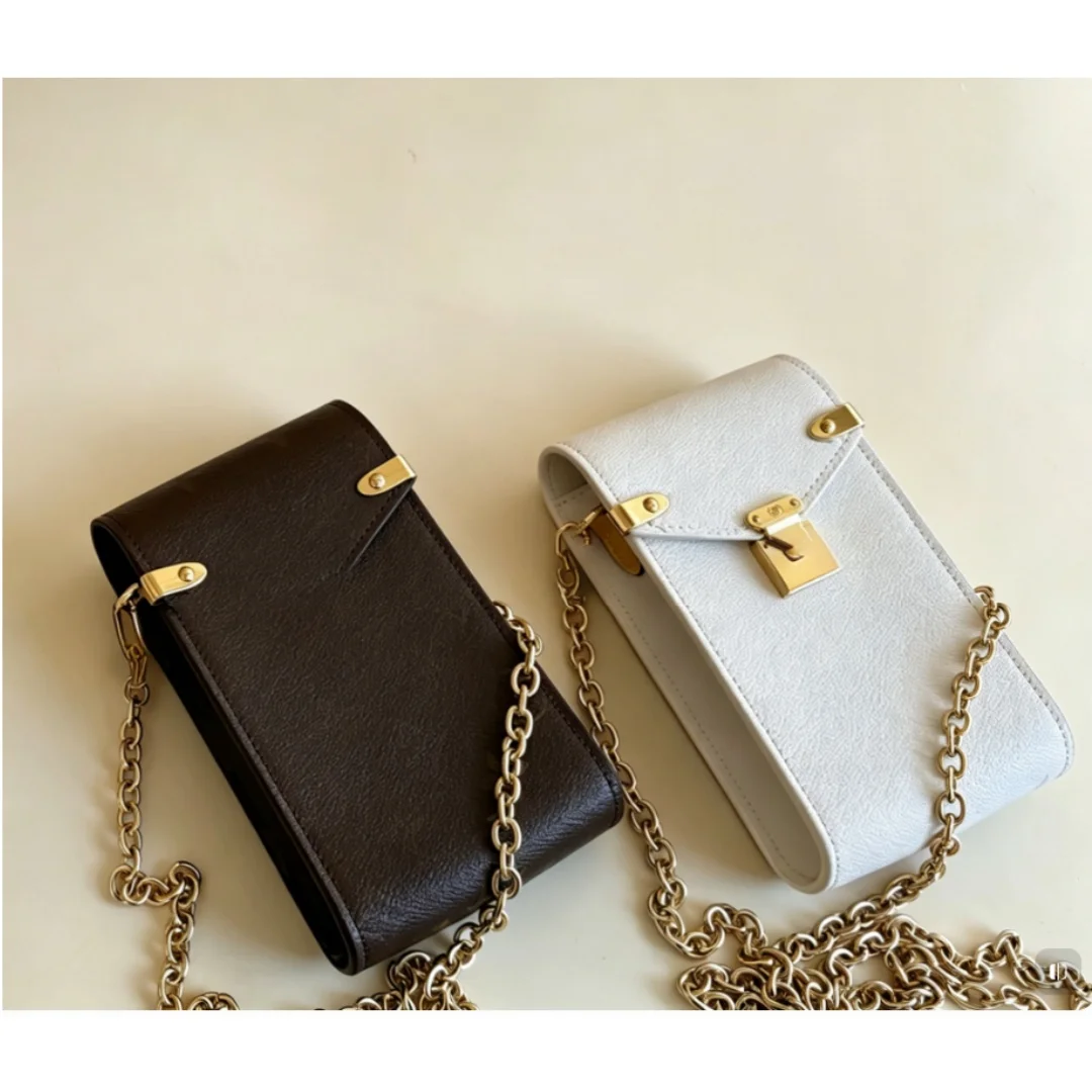 

New Size 10×17CM Ladies Fashion Letter Print Clamshell Design Chain Mobile Phone Bag No Box