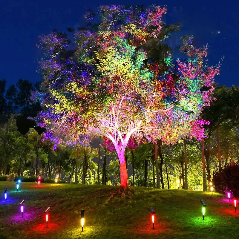 Solar Shining Tree Lights Spotlights Outdoor Garden Landscaping Arrangement Plug-in Lights Landscape Ambience Decoration Colorfu
