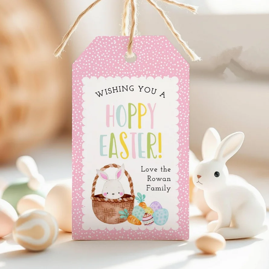 50 قطعة من قالب علامة هدايا عيد الفصح، علامات لصالح سلة عيد الفصح القابلة للطباعة، علامة بيضة تقدير أرنب عيد الفصح اللطيفة القابلة للتحرير، Inst