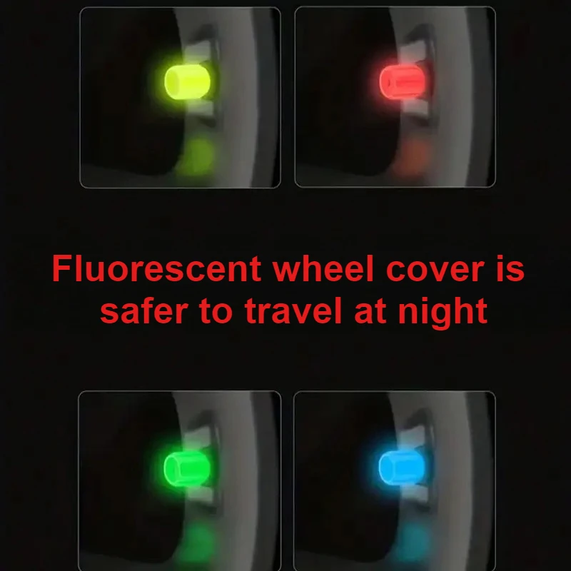4 Piece Luminous Tire Valve Cap, Suitable for Motorcycle and Car Accessories, Night Riding Safety and Tire Protection #6