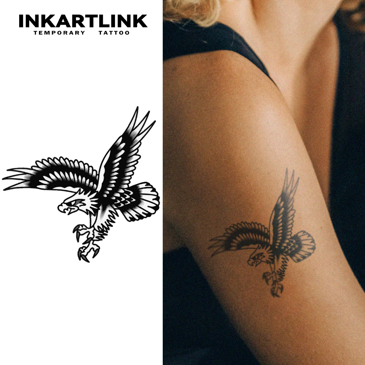 

Eagle Temporary Tattoo,Lasts To 15 Days New Technology Magic Waterproof Semi Permanent Sticker.