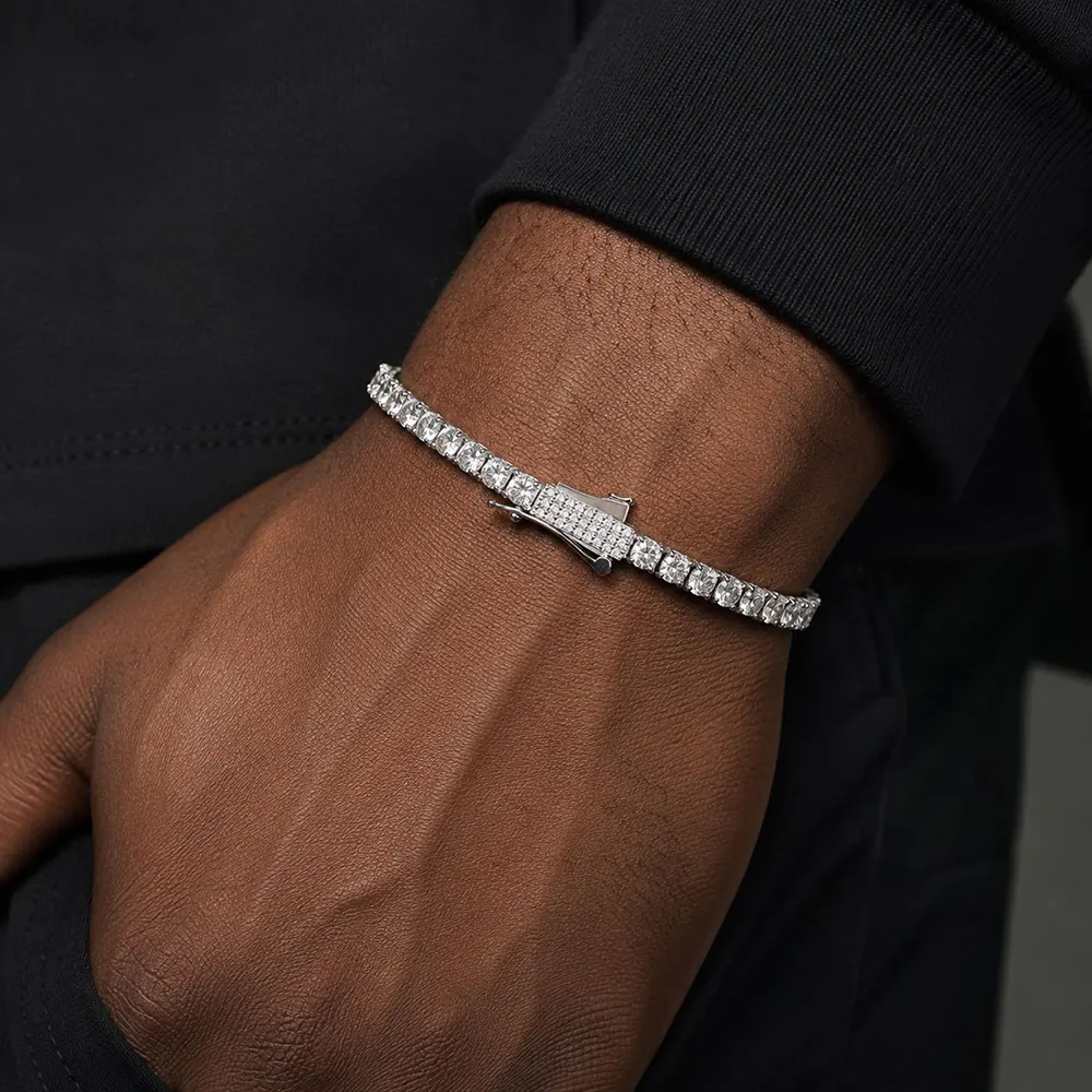 3mm 4mm Iced Out Tennis Bracelet for Men Women Gold Silver Color CZ Diamond Hip Hop Jewelry Bling Spring Clasp Wrist Chain