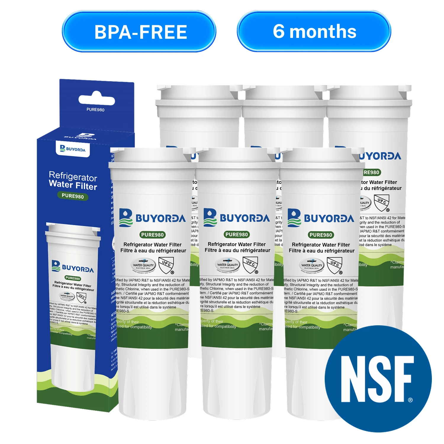 

Fisher Paykel 836848 836860 Fridge Water Filter Cartridge RWF1080 Compatible for Amana Maytag WF296 EFF-6017A Carbon Blk 6 Pack