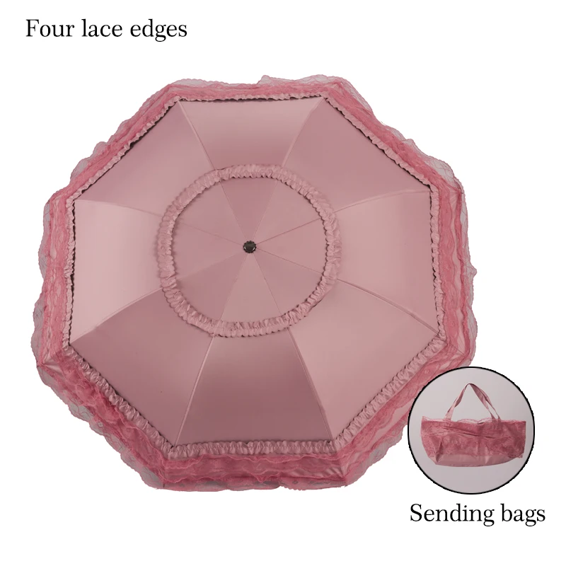 Lace umbrella，Four lace edges，umbrella for women，wind and water resistant umbrella，rain umbrella，Folding umbrella