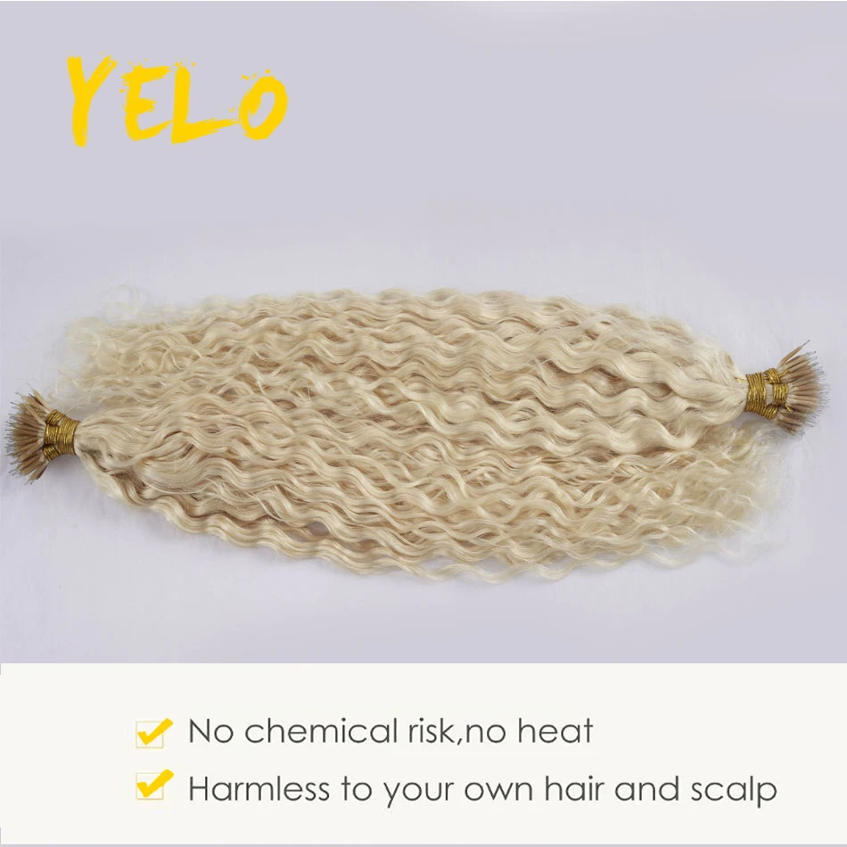 Yelo Nano Ring 100% Unprocessed Remy Human Hair Extensions Water Wave Natural Curvature Human Hair Soft And Bouncy 12-26 Inch