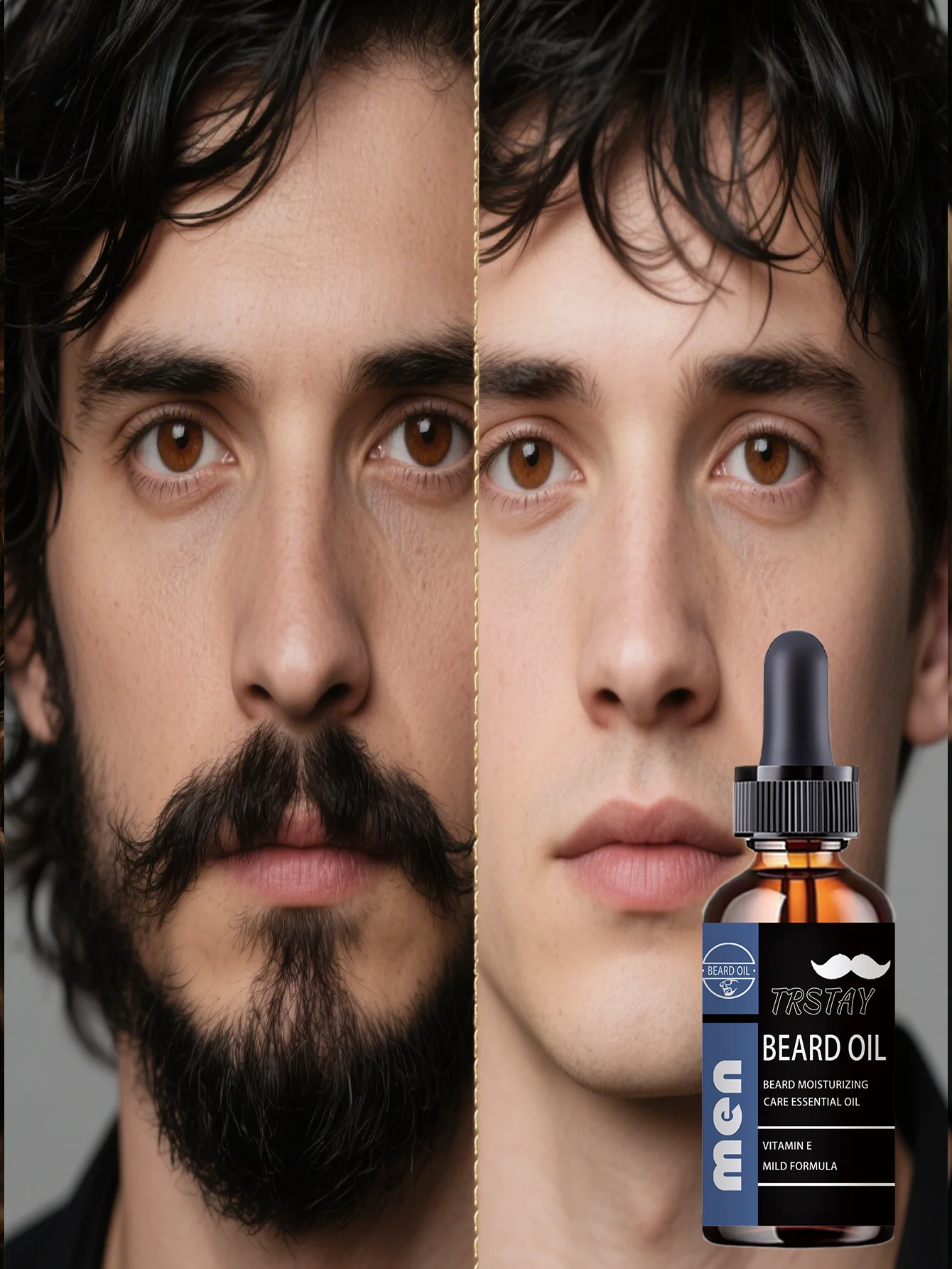 Baume à barbe hydratant pour hommes, adoucit et conditions les poils du visage, favorise la croissance saine, ingrédients naturels non