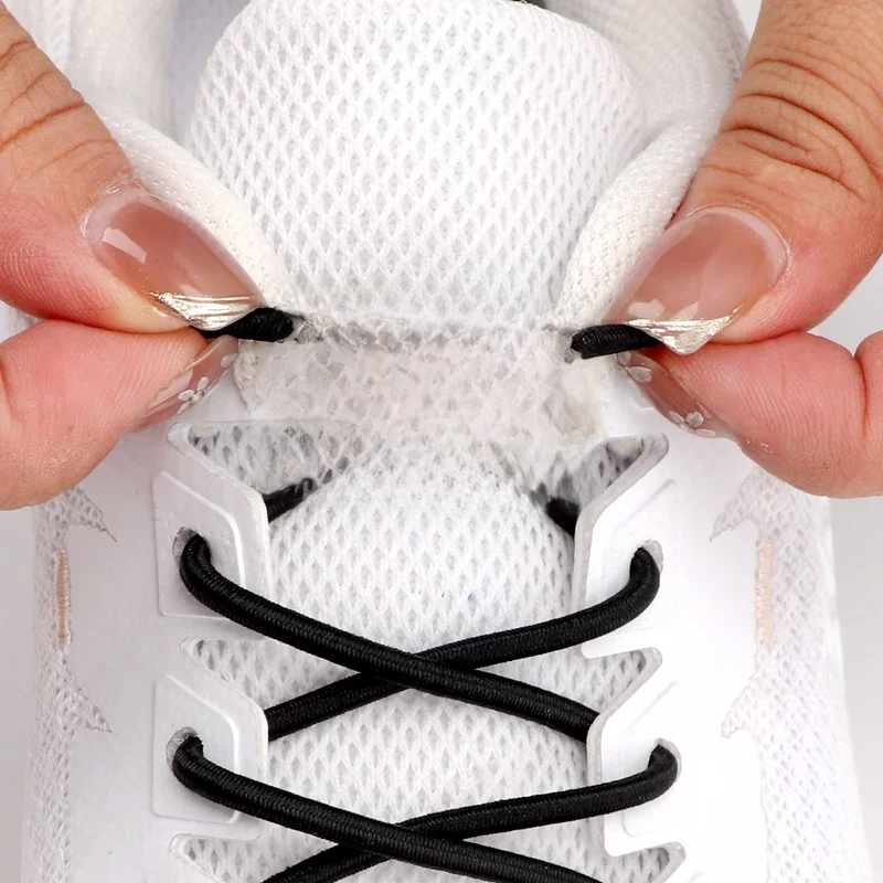 Lacets élastiques en caoutchouc sans cravate, lacets ronds pour baskets sans attaches, pour enfants et adultes, bandes de caoutchouc rapides