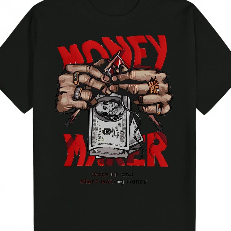 

Мужская повседневная футболка из чистого хлопка с рисунком, футболка с круглым вырезом, обычная посадка, повседневная одежда, удобная ткань