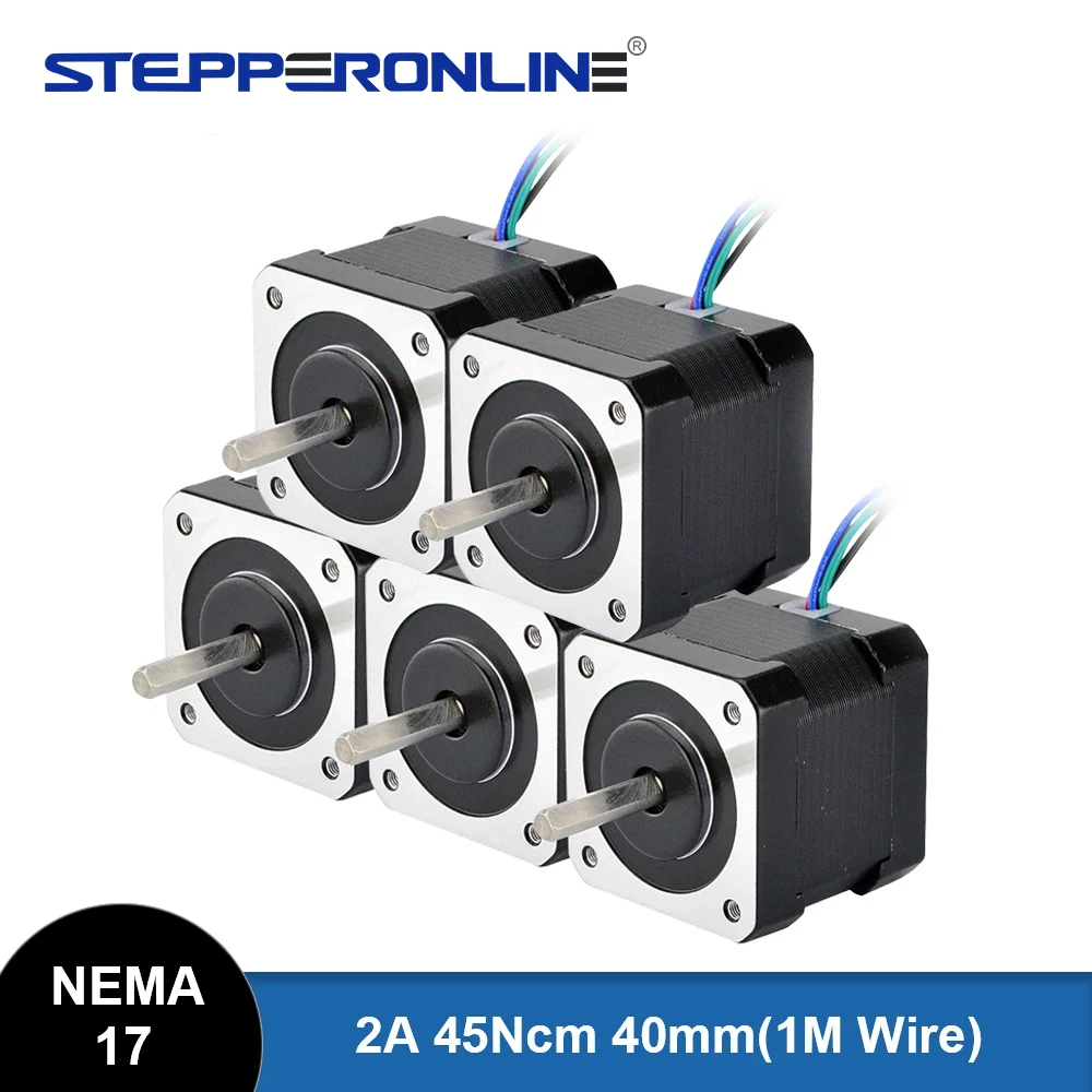 5PCS 4 Lead Nema 17 Stepper Motor 42BYGH 40mm 1m Cable 45Ncm (64oz.in) 2A 17hs4401 Step Motor for 3D Printer