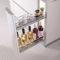1Pc Soft Close Side Mount Pull Out 2-Tier Shelf Tray Basket For 15CM Wide Kithen Base Cabinet Black Grey