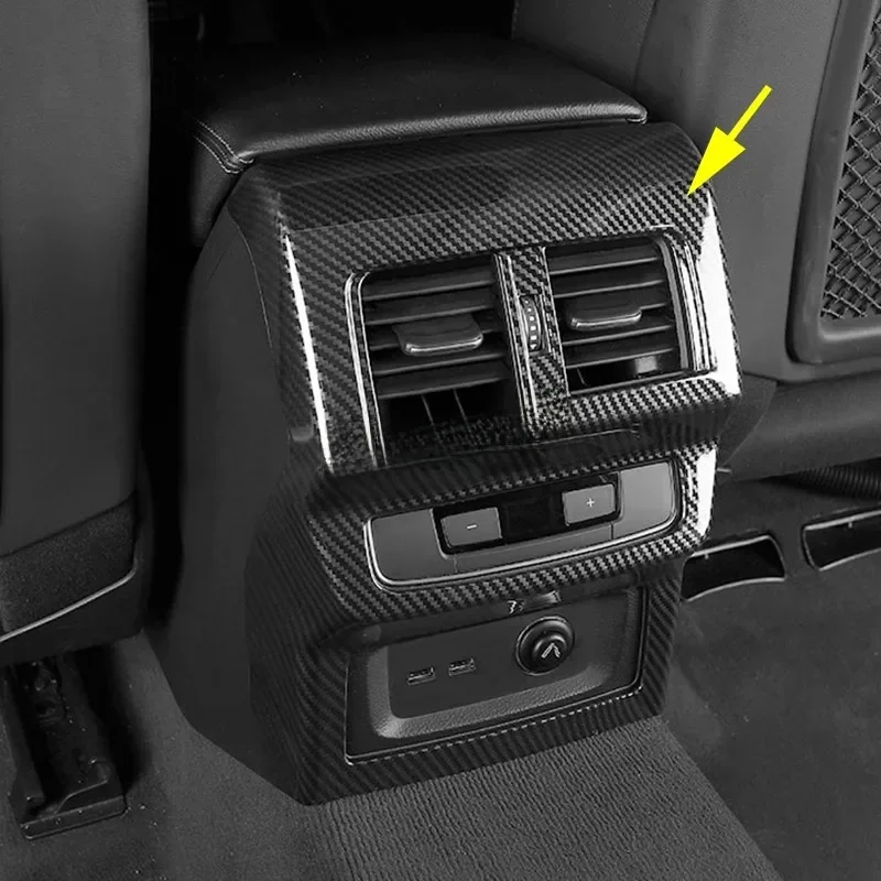 Carbon Fiber Car Rear Armrest Box Air Vent Cover Trim For 2017-2024 Audi Q5 FY SQ5 Sportback 2023 2022 2021 2020 2019 2018