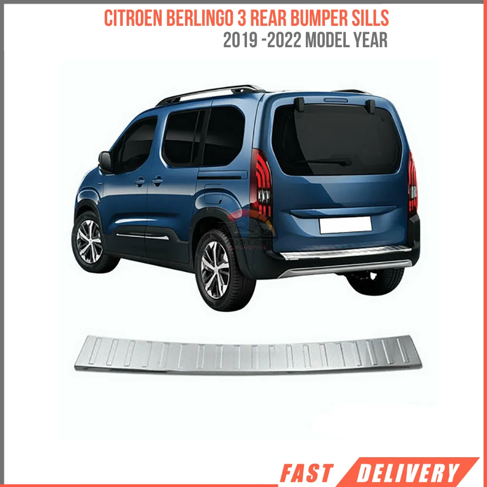 

Citroen Berlingo 3 Rear Bumper Sills (2019 2022) -1 Pcs. -St. Steel car accessories-Free Shipping