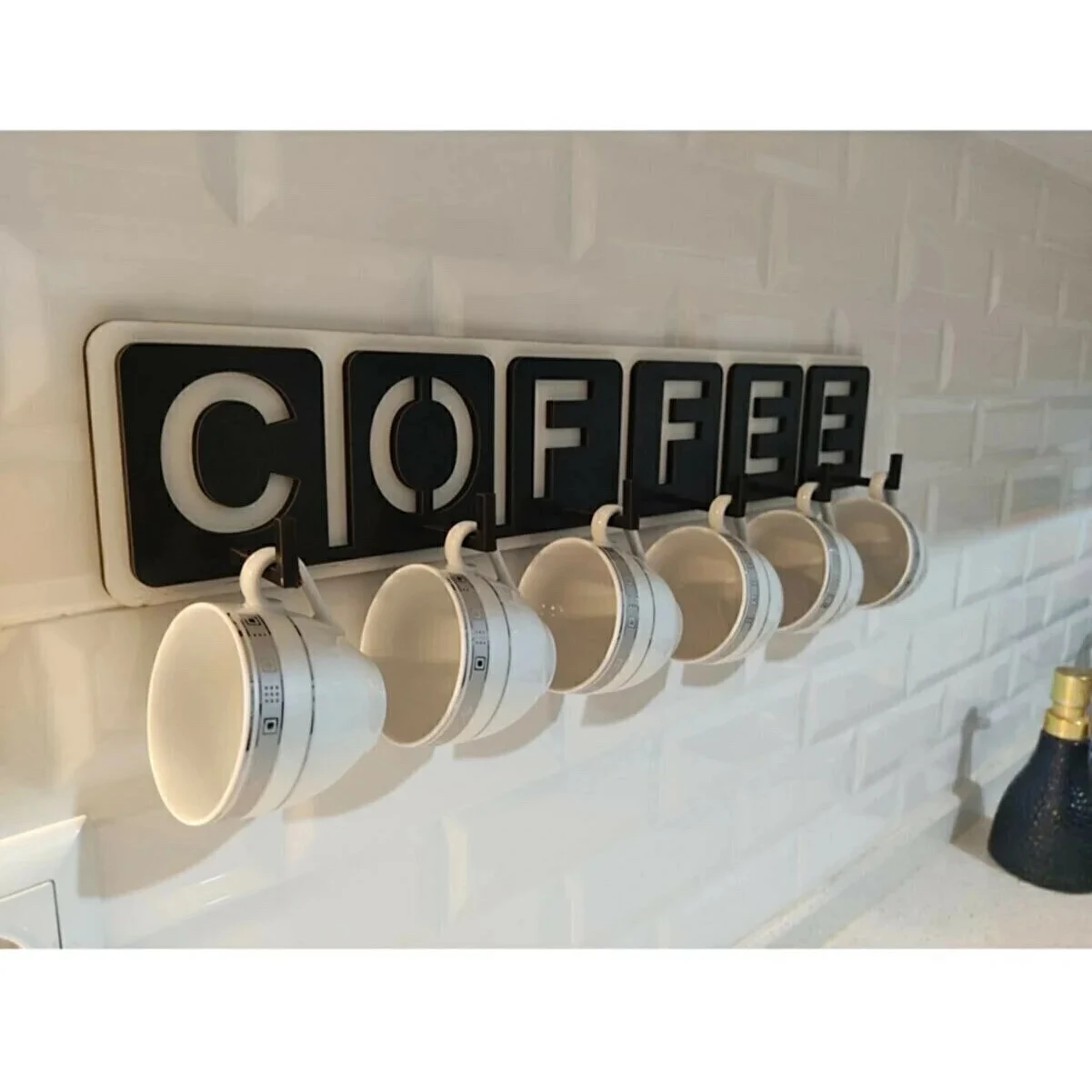 Decorative Coffee Written Kitchen Cup And Mug Hanger Kitchen Organizer Hanging Rack Holder 45cm X 10cm