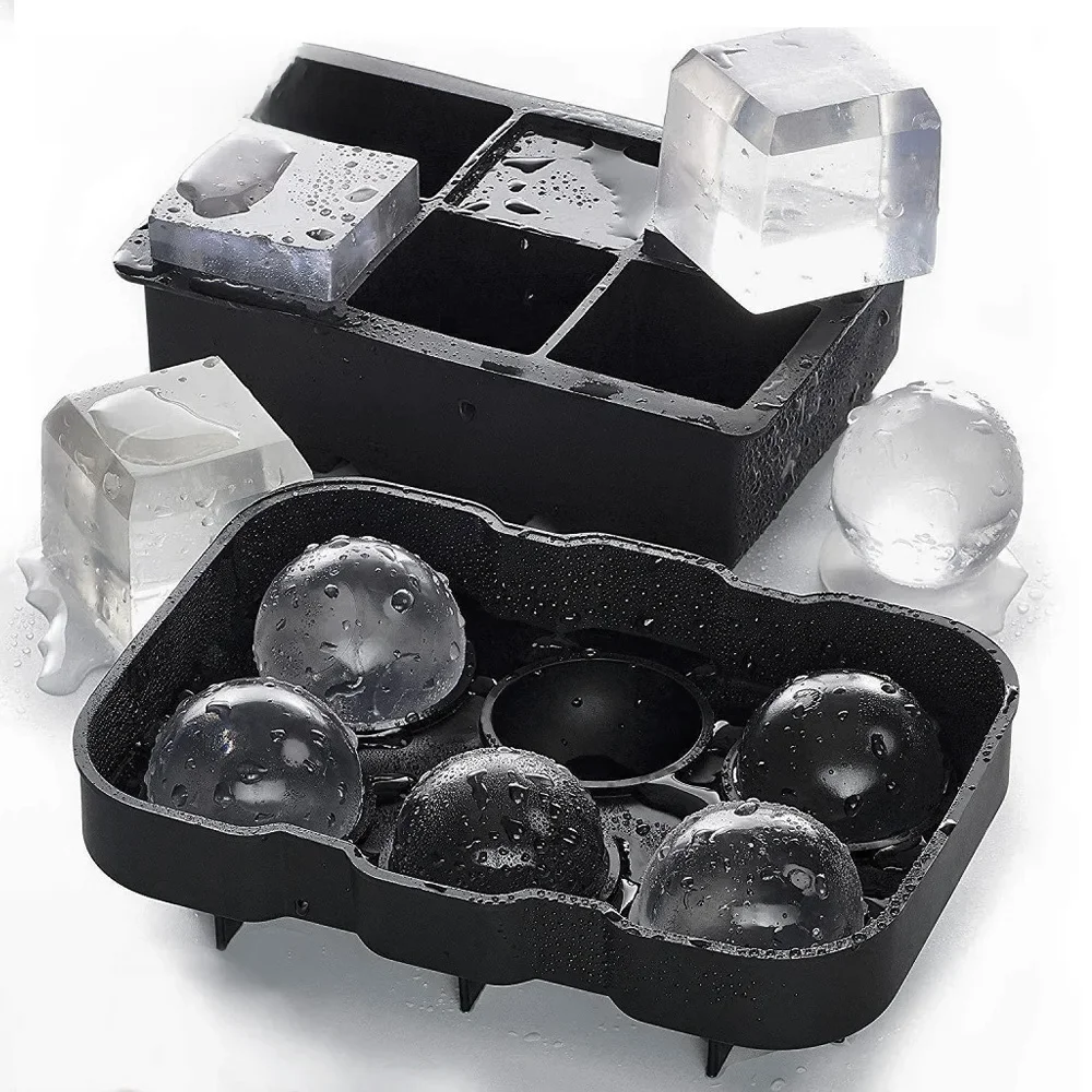 Großes Eiswürfelform mit Deckel, quadratischer Silikon-Eiswürfelbereiter,