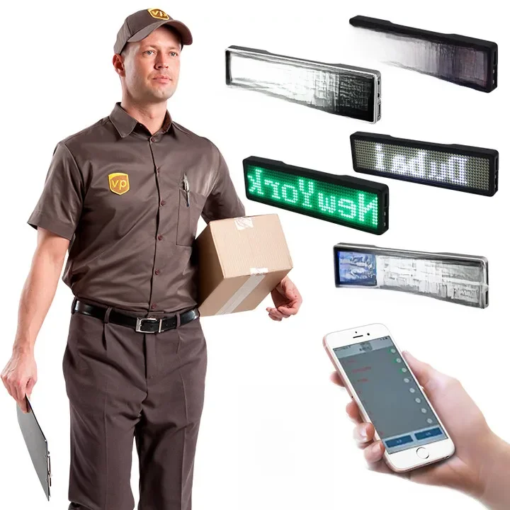 Insigne LED numérique Bluetooth aste, insigne de bricolage, tableau de message défilant programmable, mini affichage LED, étiquette de nom