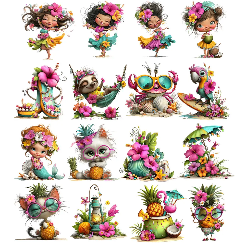 

Cartoon Little Girl Iron on Patches Washable Heat Transfer DIY Applique Decals for Kids Clothes T-Shirts Bags Children's Clothin