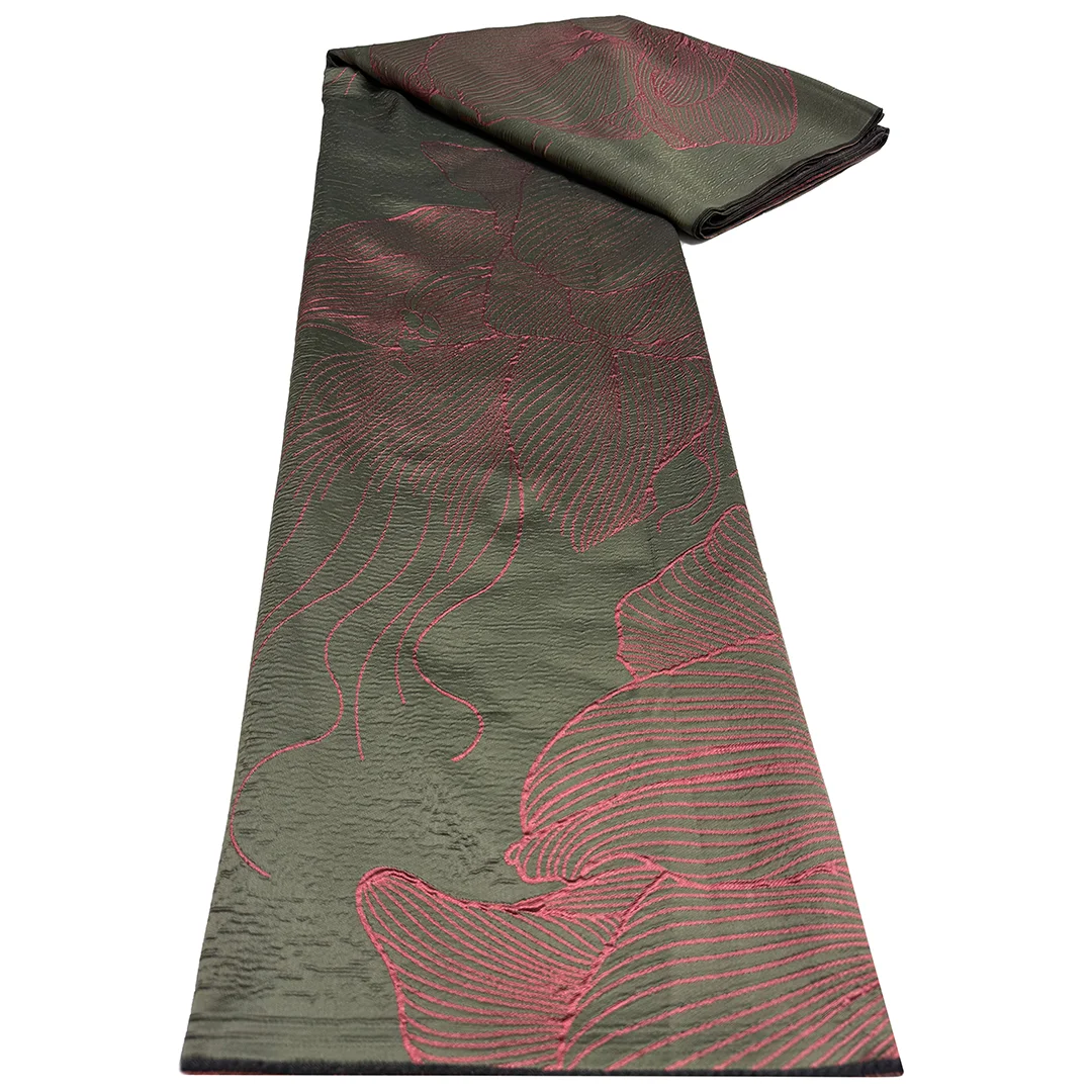 

Hot Sale African Jacquard Damask Fabric Thick Embroidered Brocade Material Sewing For Women Headtie Wedding Party Dress 5Yards