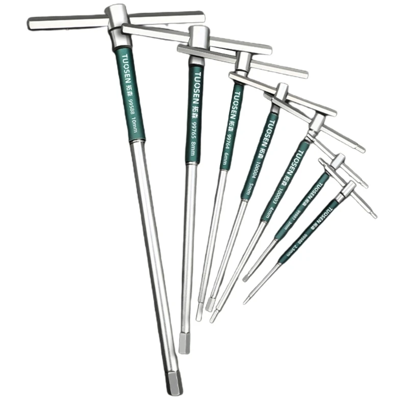 2.5/3/4/5/6/8/10mm Torx Screwdriver T Type Allen Hex Wrench Chrome Spanner T-shaped Hand Tool Extended T-Socket Wrench