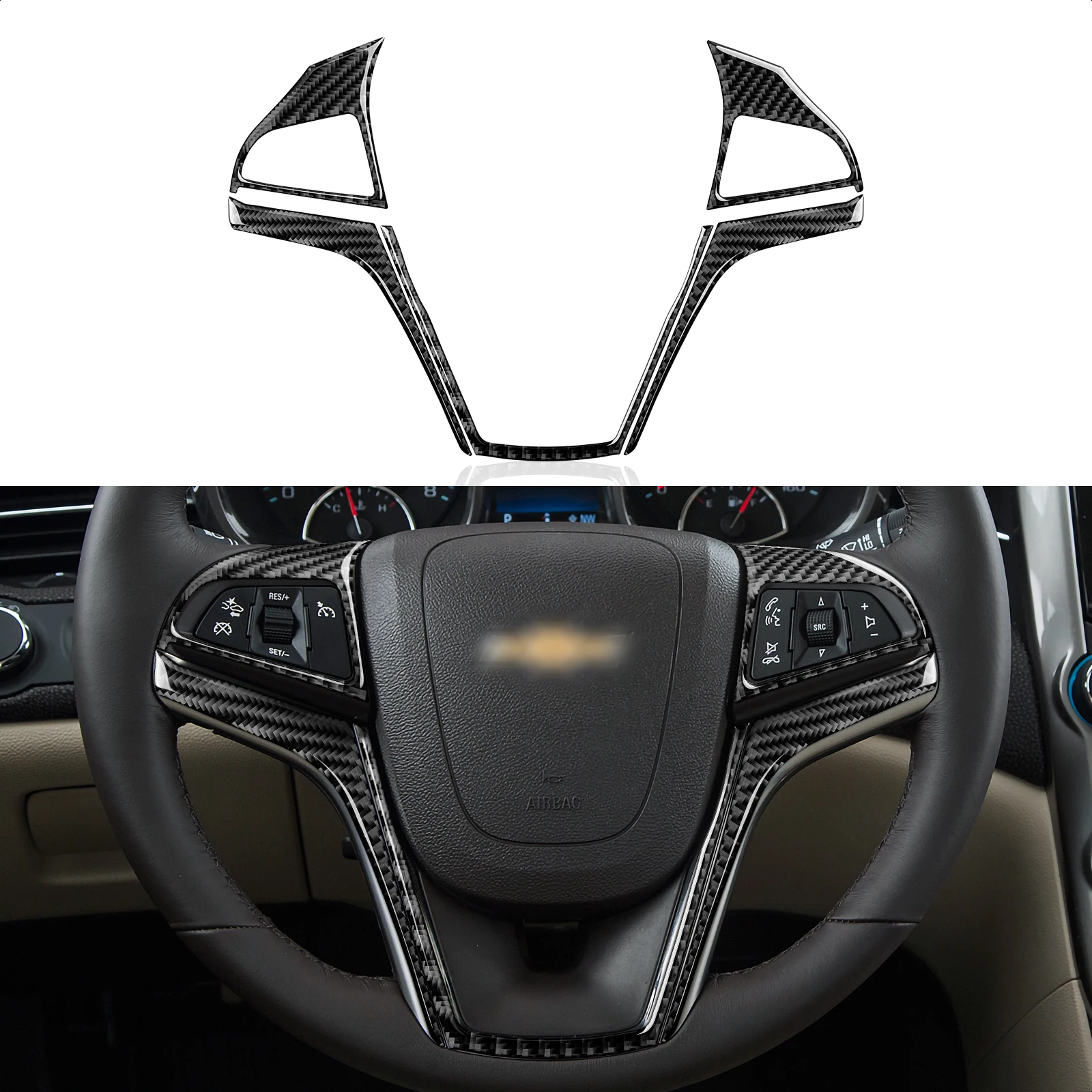 Car Steering Wheel Sticker Decal Carbon Fiber Interior Trim Cover for Chevrolet Camaro 2010 2011 2012 2013 2014 2015 Accessories