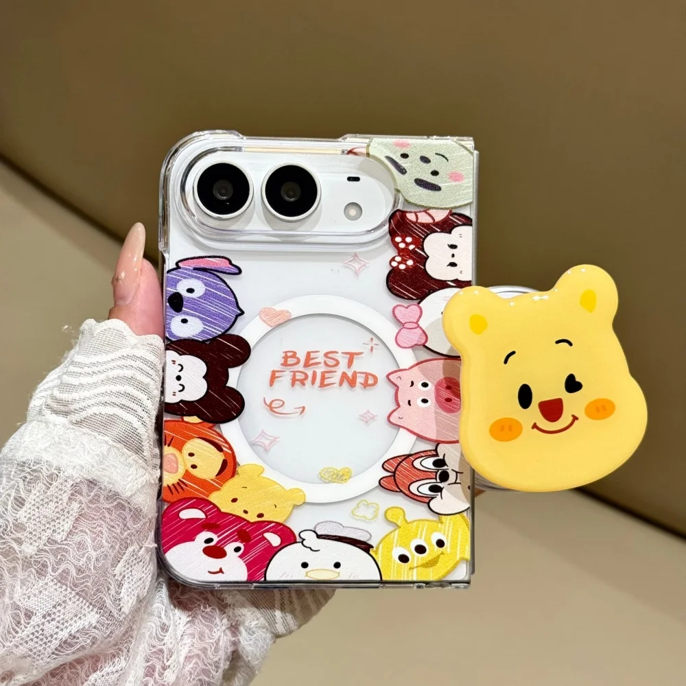 Kawaii Cartoon Character Magnetic Phone Case for iPhone Duo Cover, Fashion Shockproof Protective Cases, with Magsafe Holder Cute
