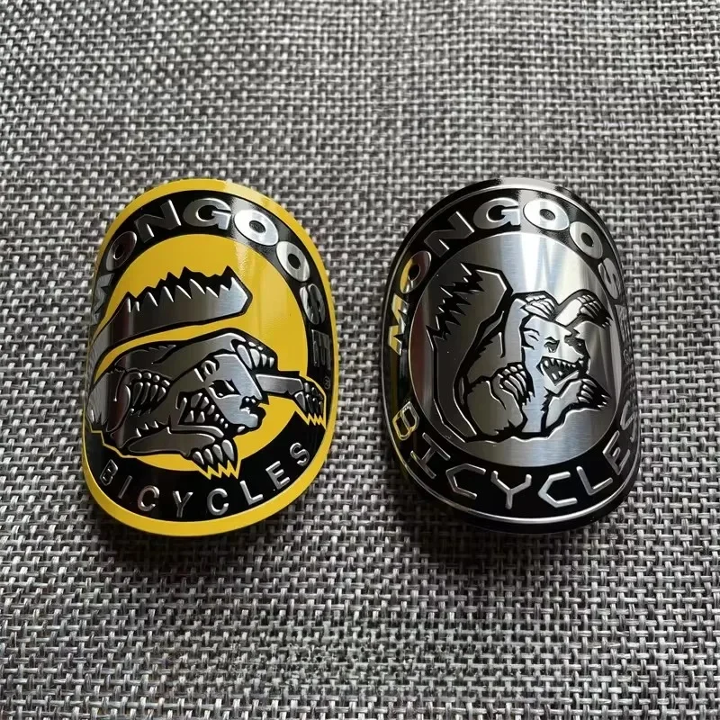 AliExpress mongoose vintage classic Bike Head Badge Aluminum Decals Stickers For MTB BMX Folding Bicycle Frame Cycling Accessories emblem