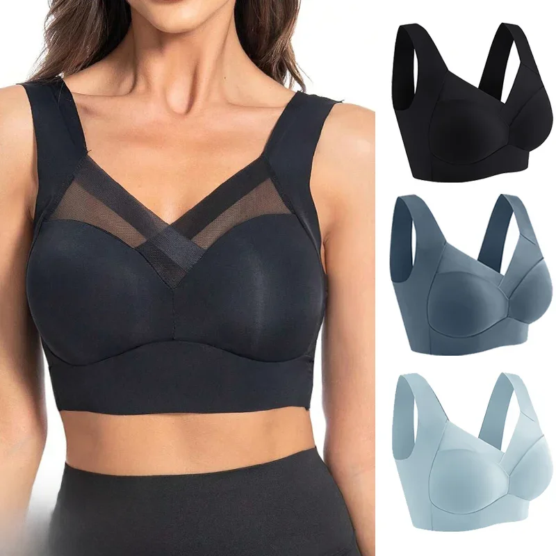3 Stuks Vrouwen Sport Bh Plus Size Naadloze Kanten Beha Bralette Backless Dame Brasserie Vest Vrouwelijke Verzamelt Schokbestendig draadloze Top - afbeelding 2