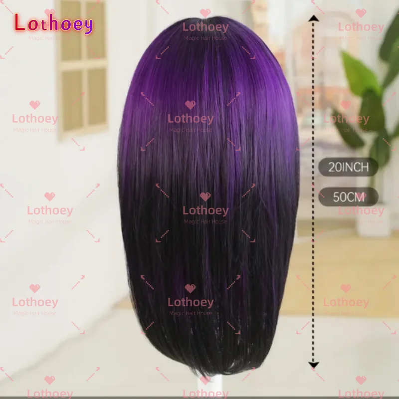 Парик из натуральных волос, натуральные волнистые парики из человеческих волос с челкой, градиент фиолетового цвета, очаровательный парик для вечеринок и повседневного использования, косплей для женщин