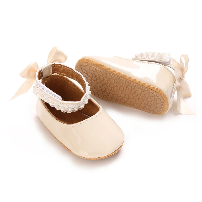 

0-18 Months Baby Girl's Little Leather Shoes New Cute Bow Princess Single Shoes Anti slip Baby Soft Bottom