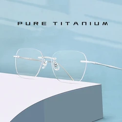 KatKani Ultra-light Fashion Luxury Frameless Glasses Retro Pure Titanium Optical Prescription Rimless Glasses for Men and Women