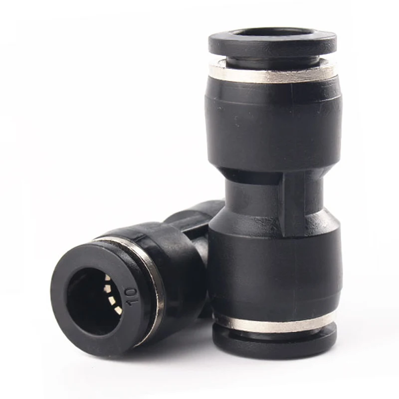 OD 4 6 8 10mm Air Tube PU Black Plastic Pneumatic Quick Coupling Push In-line Water Air Hose Air Compressor Connector