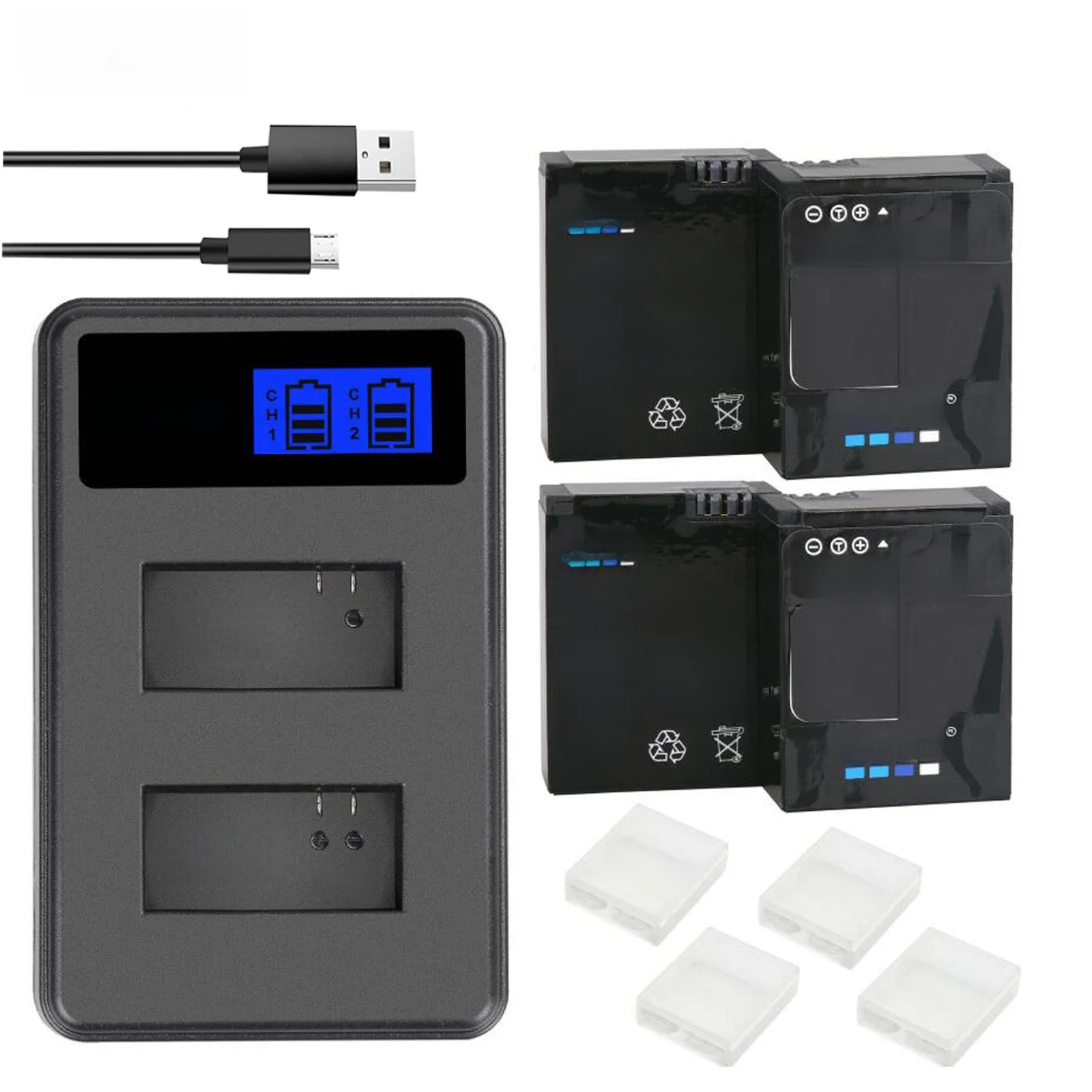 Oryginalna bateria probty do GoPro Hero3 Hero3+ hero 3 hero 3+ + podwójna ładowarka LCD do kamery sportowej go pro AHDBT-301 akcesorium — zdjęcie 2