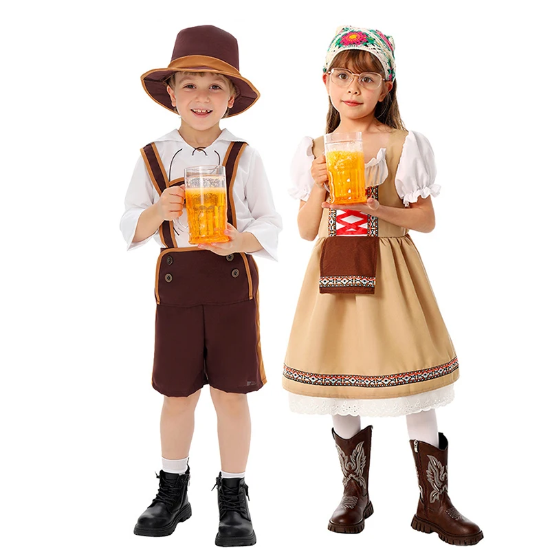 

Одежда для Октоберфеста Munich Beer 2025, нарядное платье для детей, мальчиков, немецкий баварский костюм, костюм горничной Dirndl Lederhosen для девочек