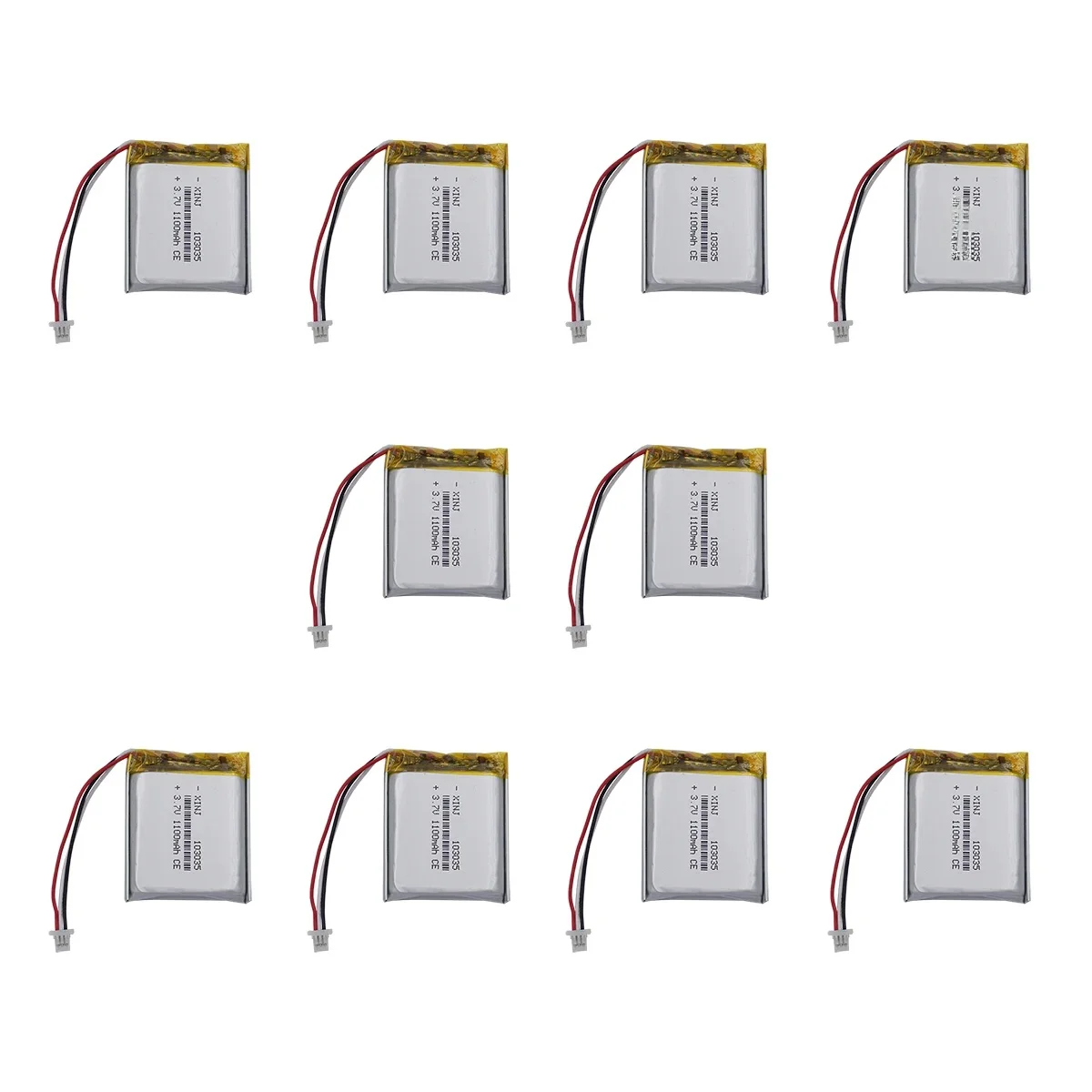 10pcs 3.7V 1100mAh 4.07Wh Li Lithium Battery 103035 JST 3pin 1.0mm Plug NTC 3-Wires For GPS LED Camera DashCam Bluetooth Speaker