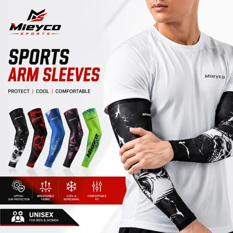Cooling Compression Arm Sleeves UPF50+ Sun Protection Non‑slip Breathable Arm Warmers Cover for Bike Golf Hiking Cycling Running