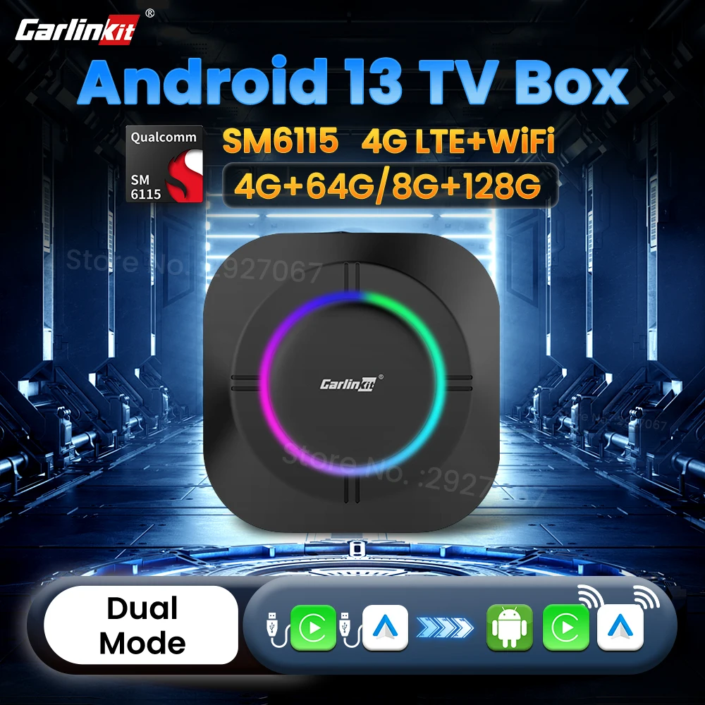 CarlinKit Android 13 CarPlay Ai Box SM6115 8 Cores Android TV Box for Car Wireless Car Play Android Auto Online Video 4GLTE WiFi