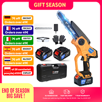8 inch Mini Chain Saw X-COTEC, 21V thread Free Chain Saw, 800W 2 batteries, Portable Wood Sanding Tool
