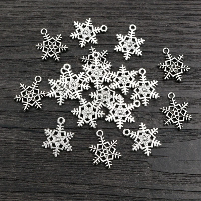 50 sztuk 18x15mm płatek śniegu śniegu Charms wisiorek antyczne srebro pozłacane DIY tworzenia biżuterii akcesoria ustalenia dla naszyjnik bransoletka — zdjęcie 2