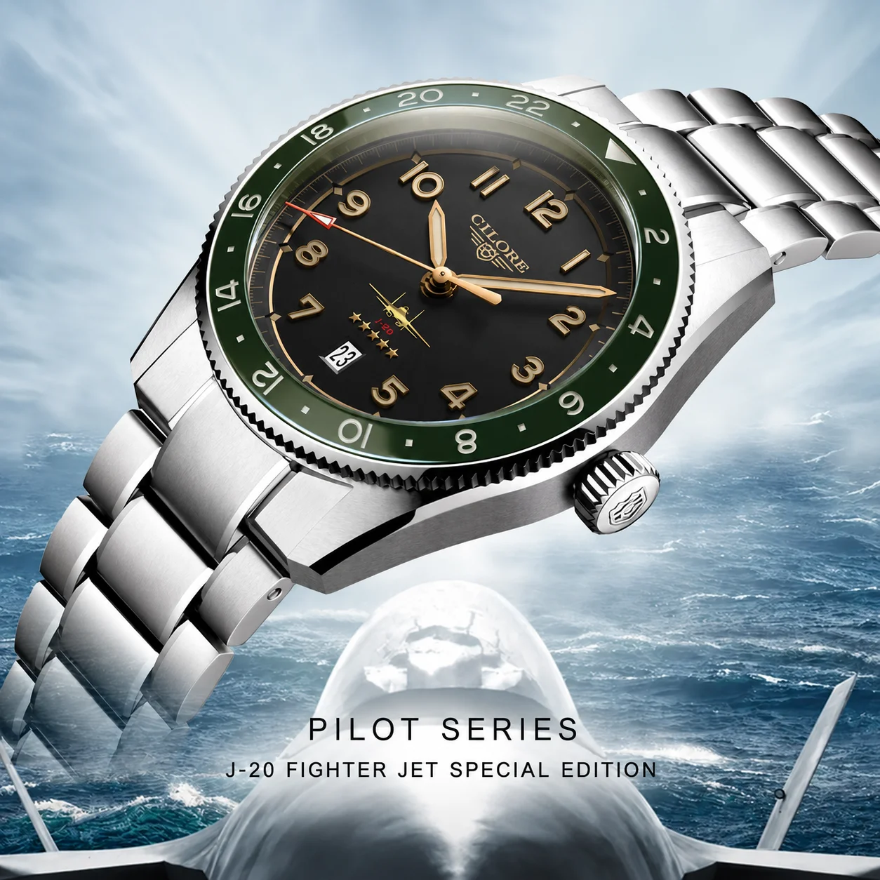 CILORE Luxury Automatic Mechanical Watch Men Blue Dial Sport Business Wristwatch Calendar 50M Waterproof Fashion Gift For Men