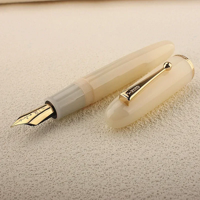 Heartbeat Nib! Pióro wieczne Jinhao 9019 # Stalówka 8/F/M, długopis biurowy z żywicy w kolorze kości słoniowej, duży rozmiar, z dużym konwerterem — zdjęcie produktu 7