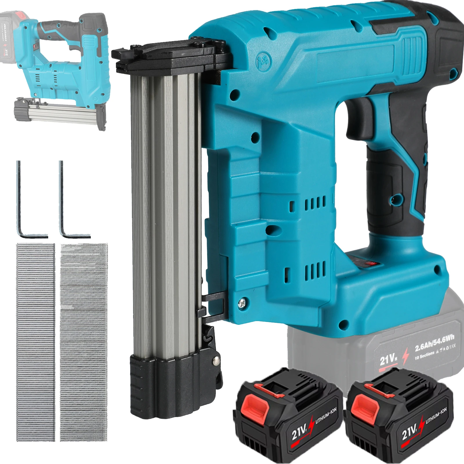 Makita – pistolet à ongles électrique sans fil 2 en 1, agrafeuse, cloueur pour meubles, outil électrique pour le travail du bois, pistolet à agrafes pour batterie 21V