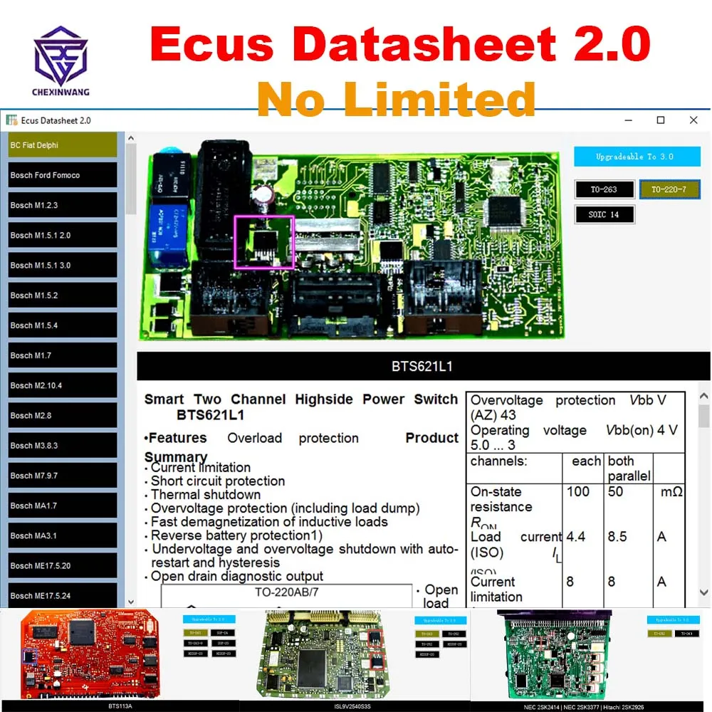 Ecus-Hoja de Datos 2,0, Software de reparación de ECU de coche, Schematics PCB con componentes electrónicos de ECUs de coche e información adicional