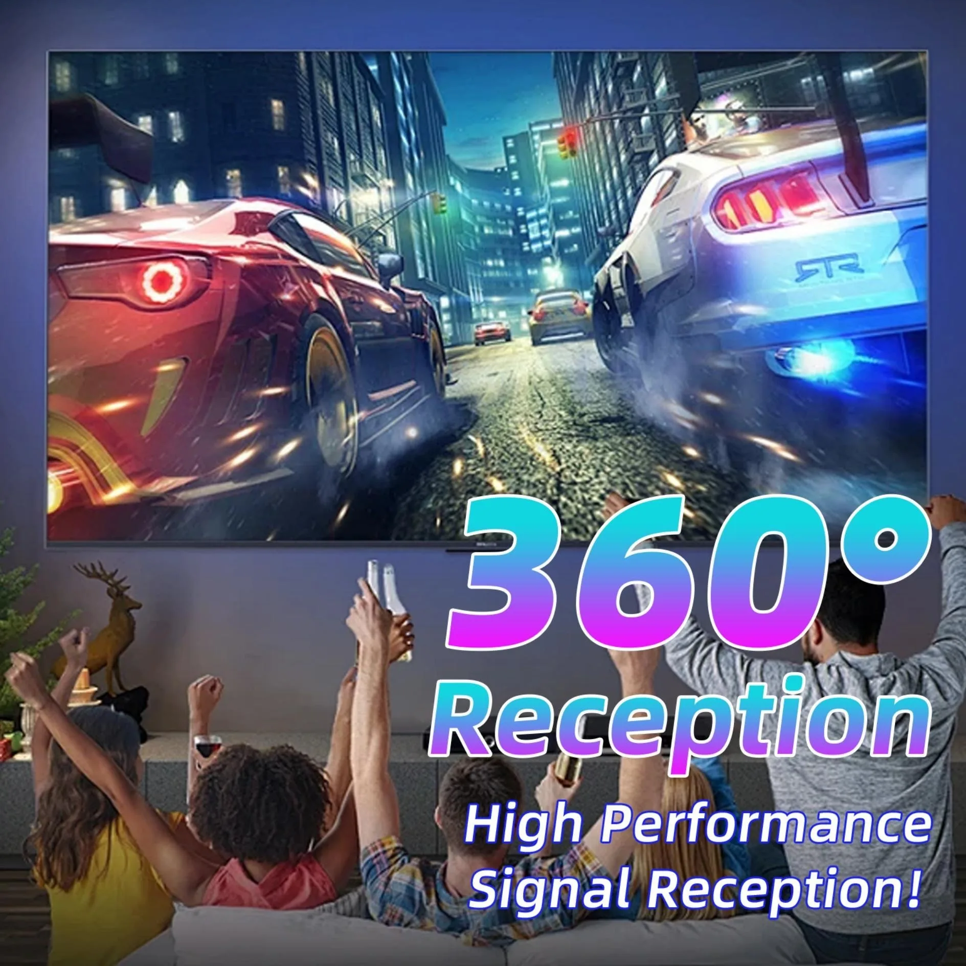 تلفزيون عالي الوضوح بدقة 4K 1080 بكسل هوائي رقمي ثابت معزز للاستخدام الخارجي والداخلي