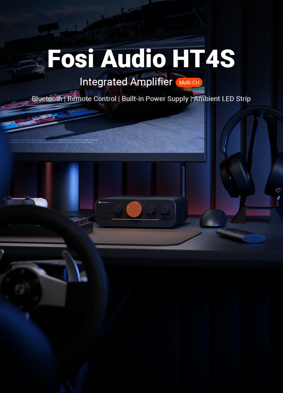 Fosi Audio HT4S Bluetooth 4.1 Amplificador de som doméstico, mini