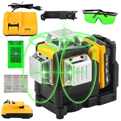 12 linii 3D poziom lasera zielona linia samopoziomowania 360 poziome i pionowe potężna Laser z zielonym strumieniem poziom lasera dla baterii Dewalt 20V