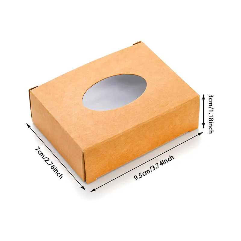 20/30Pcs Mini Kraft Paper Box with Window, Round Soap Packaging Boxes for Homemade Soap Favor Treat Bakery Candy