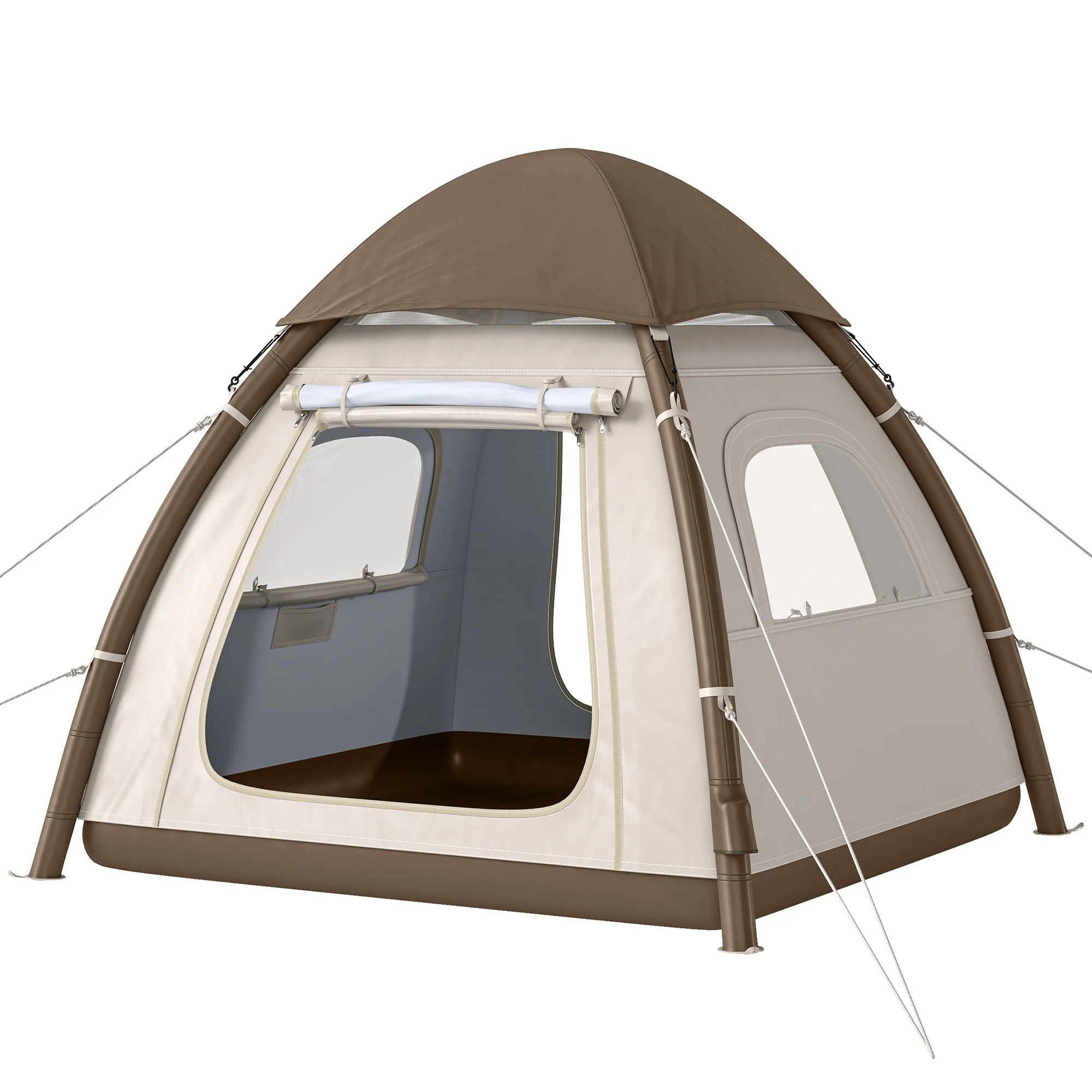 3-Personen Aufblasbares Campingzelt Schnellaufbau mit Luftpumpe Wasserdichtes Kuppelzelt für Camping Naturwanderung Strand