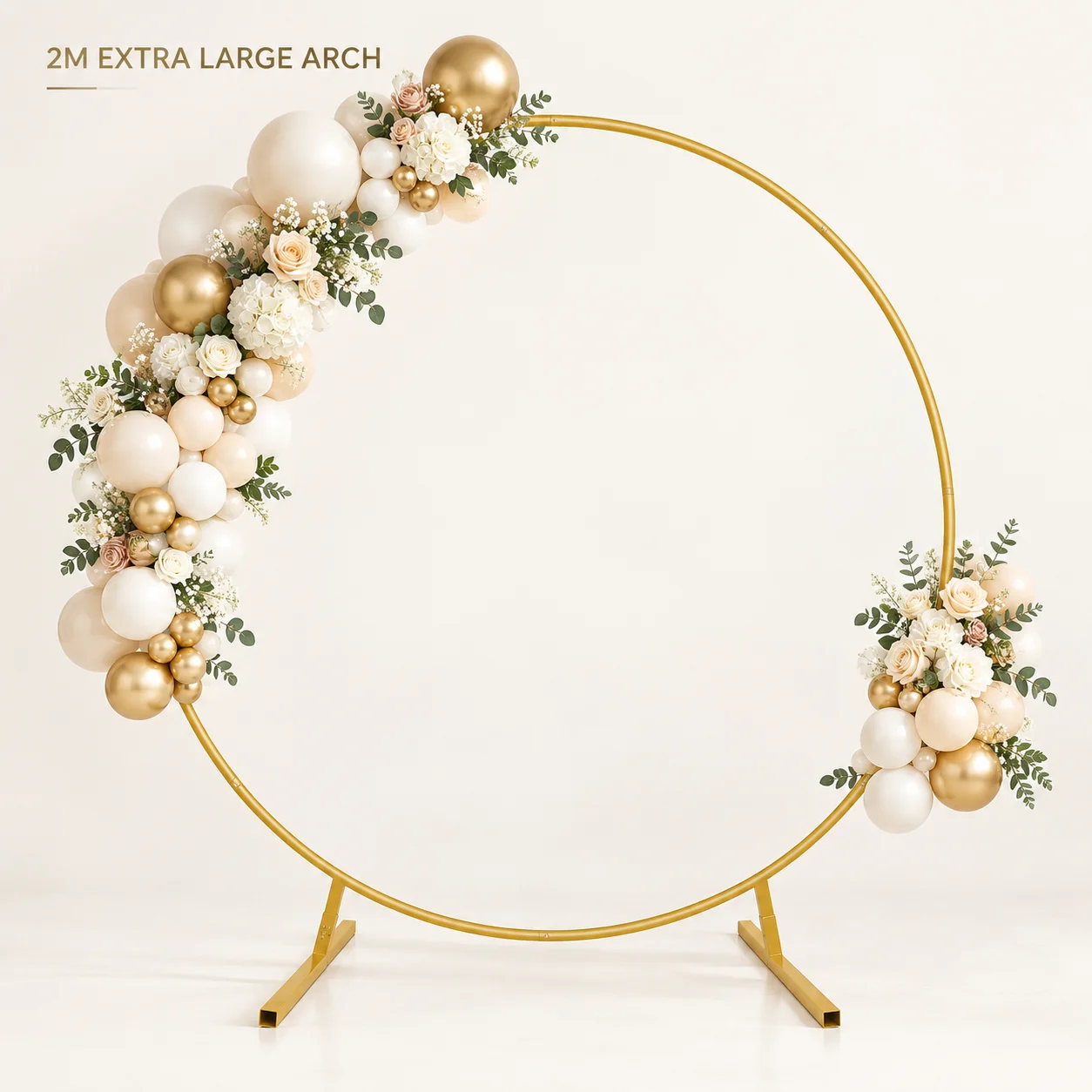 Support d'arche de ballons 2M, support de toile de fond circulaire en métal extra large avec 2 bases stables, cadre d'arche de mariage pour Halloween, Noël, mariage, anniversaire, baby shower, fête, décoration de jardin