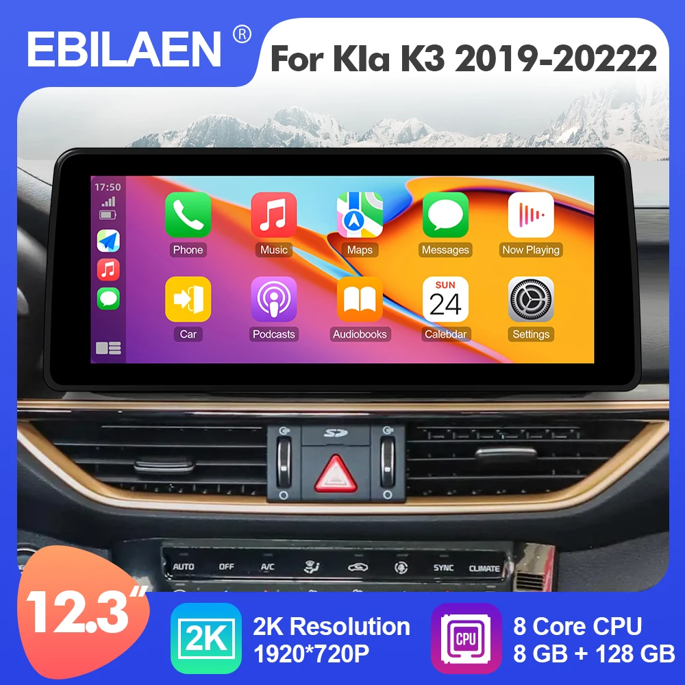 

EBILAEN Android 12 Car Multimedia Player 12.3 Inch Radio For Kia Cerato 4 Forte K3 2019-2022 GPS Stereo 4G WIFI Octa Core GPS