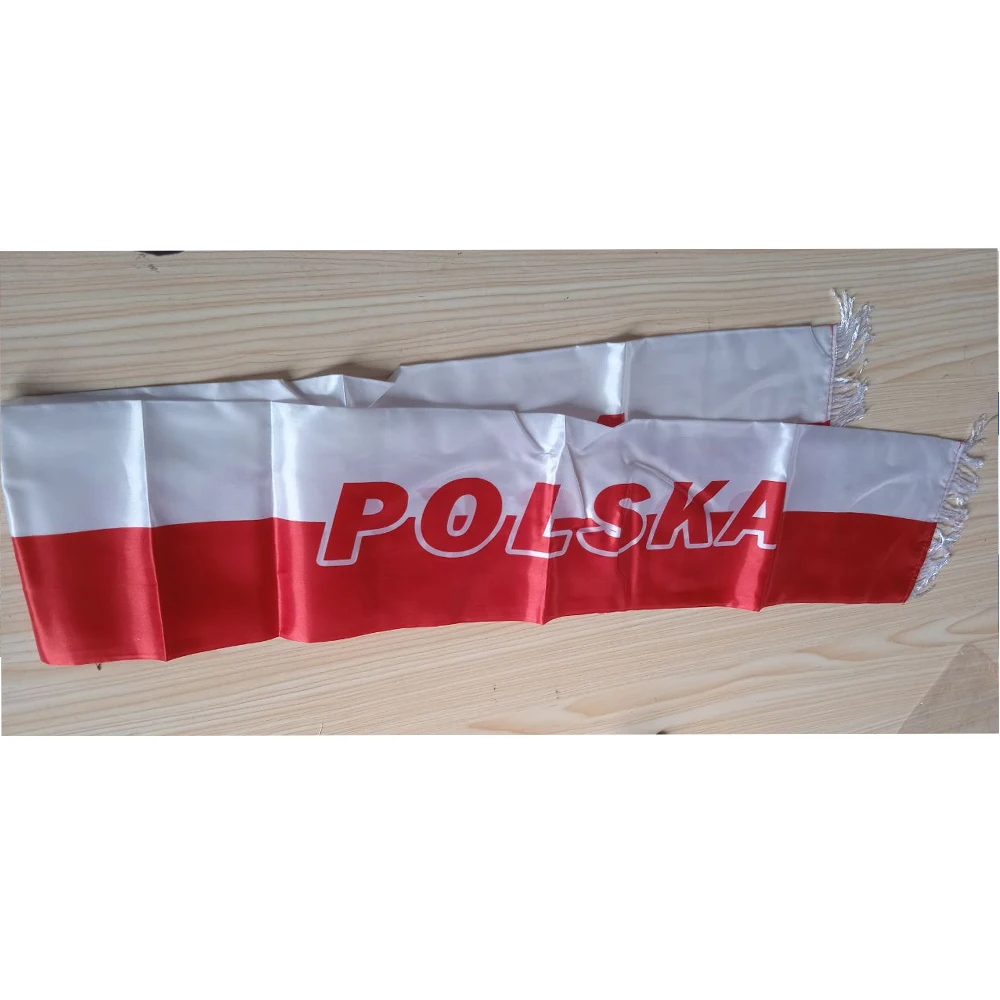 Bufanda de satén con estampado de doble cara para fanáticos del fútbol, bandera nacional de Polonia